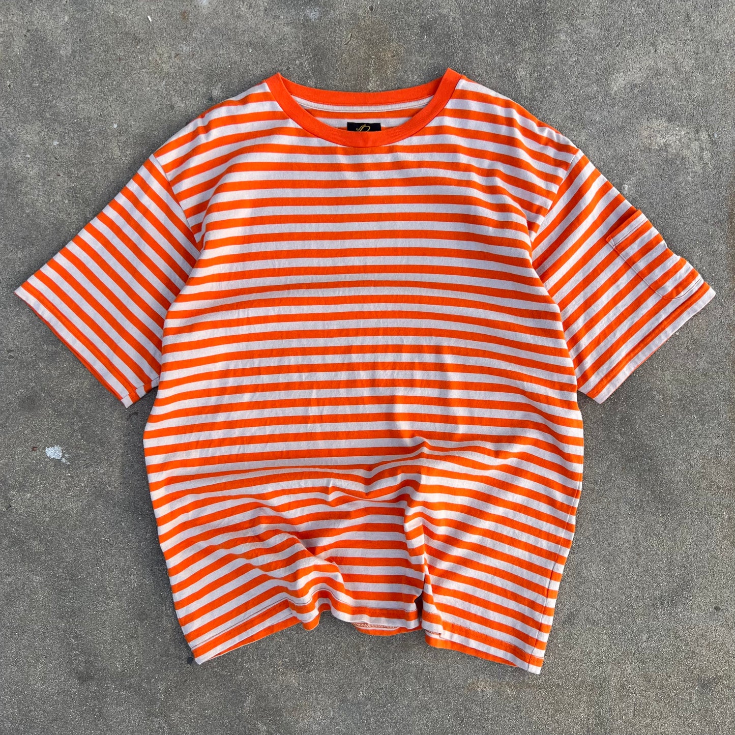 Needles Orange/Grey Stripe Tee