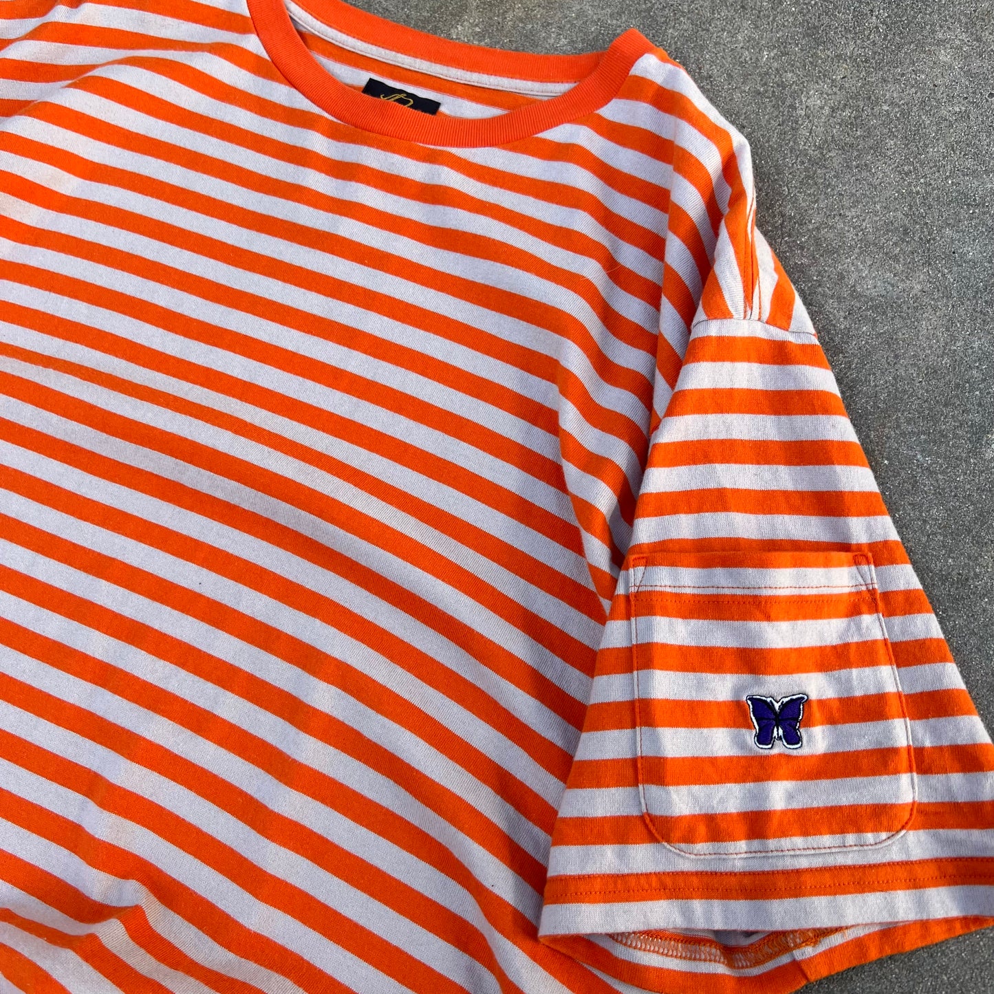 Needles Orange/Grey Stripe Tee